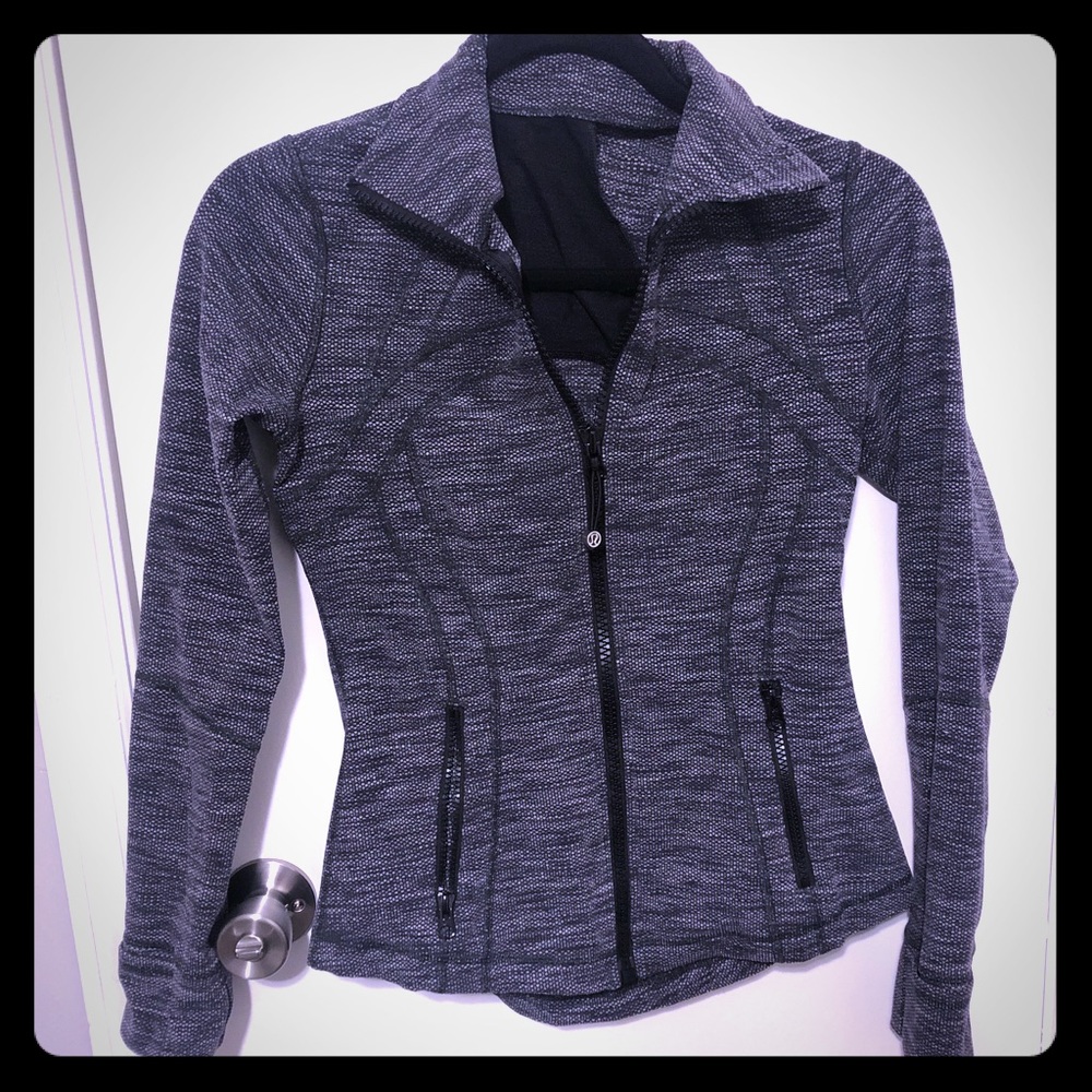 Black and gray zip up Lululemon jacket